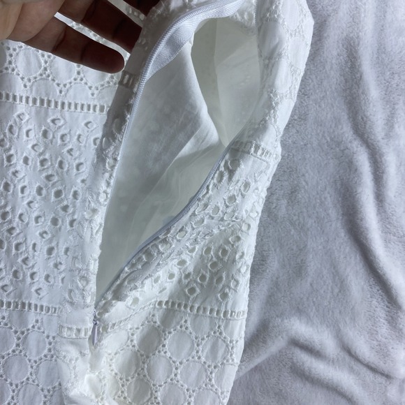 Banana Republic Factory Dress Sz 6 White Sleeveless Eyelet Cotton Coastal - Picture 9 of 12